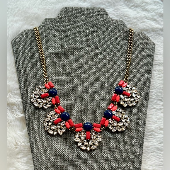 J. Crew Jewelry - J Crew Statement necklace in red orange pink blue
